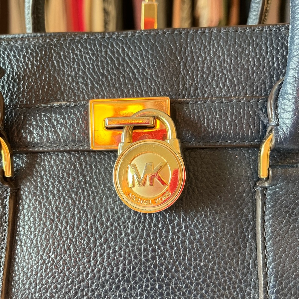 Navy Michael Kors Leather Satchel - Picture 4 of 12